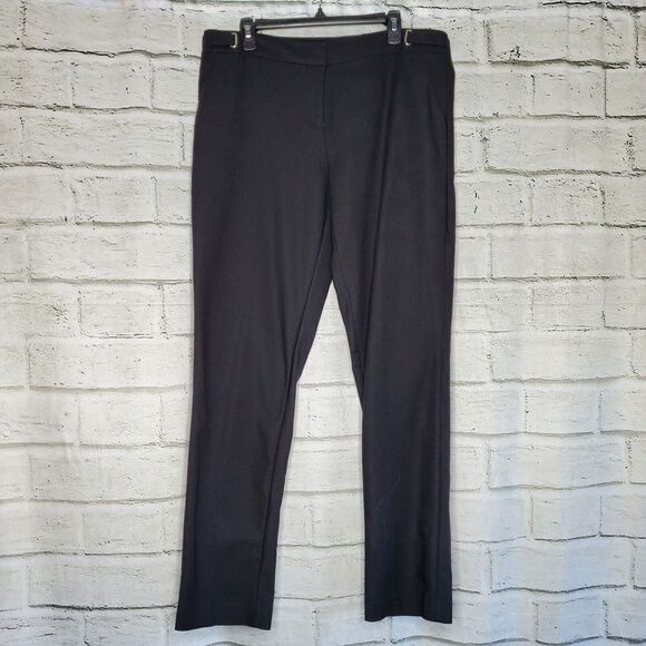 Eileen Fisher Stretch Crepe Slim Ankle Pants Black Womens Medium Pull On - Picture 1 of 12